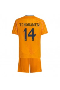 Fotbalové Dres Real Madrid Aurelien Tchouameni #14 Dětské Venkovní Oblečení 2024-25 Krátký Rukáv (+ trenýrky)